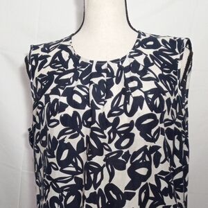 Talbots Black and White Abstract Print Blouse